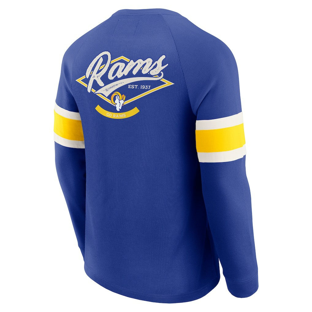 Los Angeles Rams Darius Rucker Collection Waffle-Knit Raglan Long Sleeve Henley T-Shirt - Royal outlet