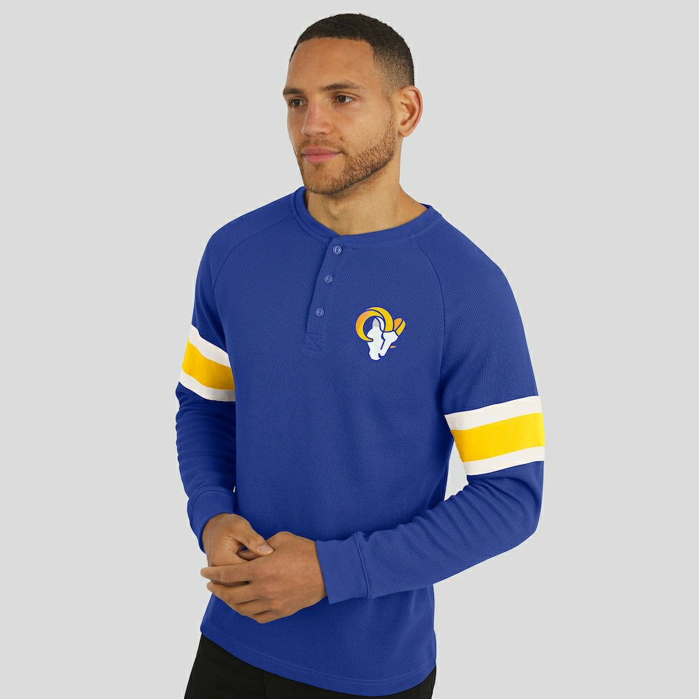 Los Angeles Rams Darius Rucker Collection Waffle-Knit Raglan Long Sleeve Henley T-Shirt - Royal outlet
