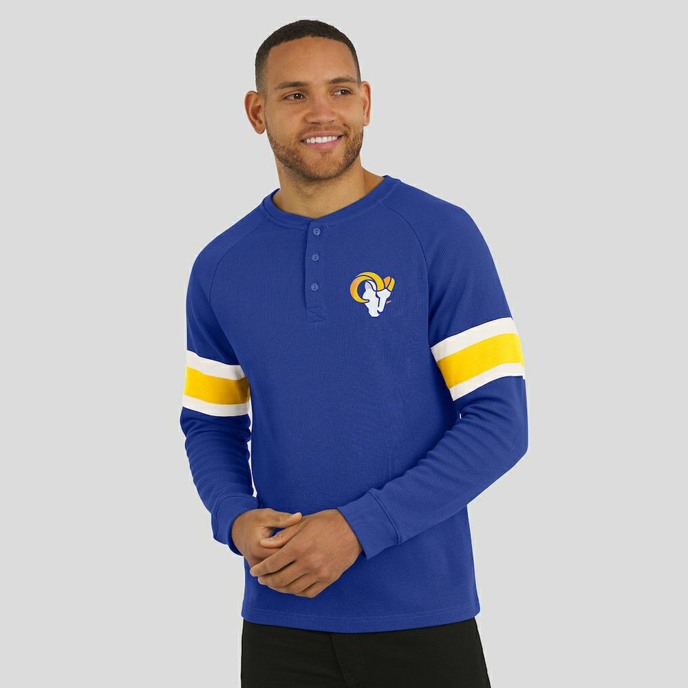 Los Angeles Rams Darius Rucker Collection Waffle-Knit Raglan Long Sleeve Henley T-Shirt - Royal outlet