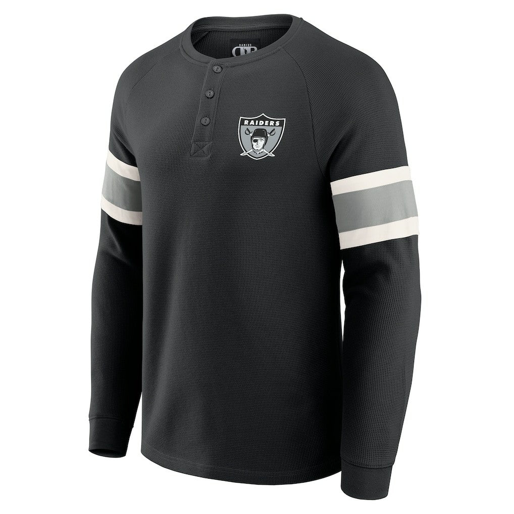 Las Vegas Raiders Darius Rucker Collection Waffle-Knit Raglan Long Sleeve Henley T-Shirt - Black cheap