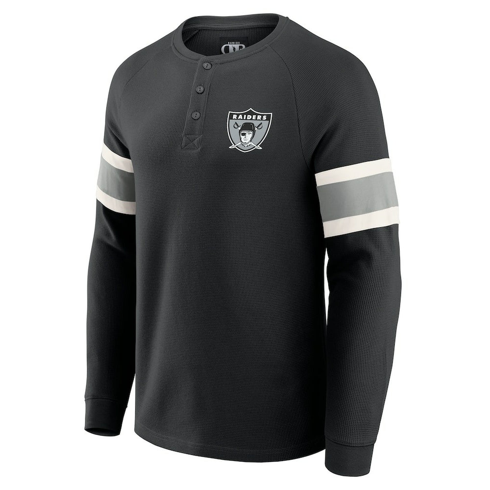 Las Vegas Raiders Darius Rucker Collection Waffle-Knit Raglan Long Sleeve Henley T-Shirt - Black cheap