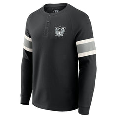 Las Vegas Raiders Darius Rucker Collection Waffle-Knit Raglan Long Sleeve Henley T-Shirt - Black cheap