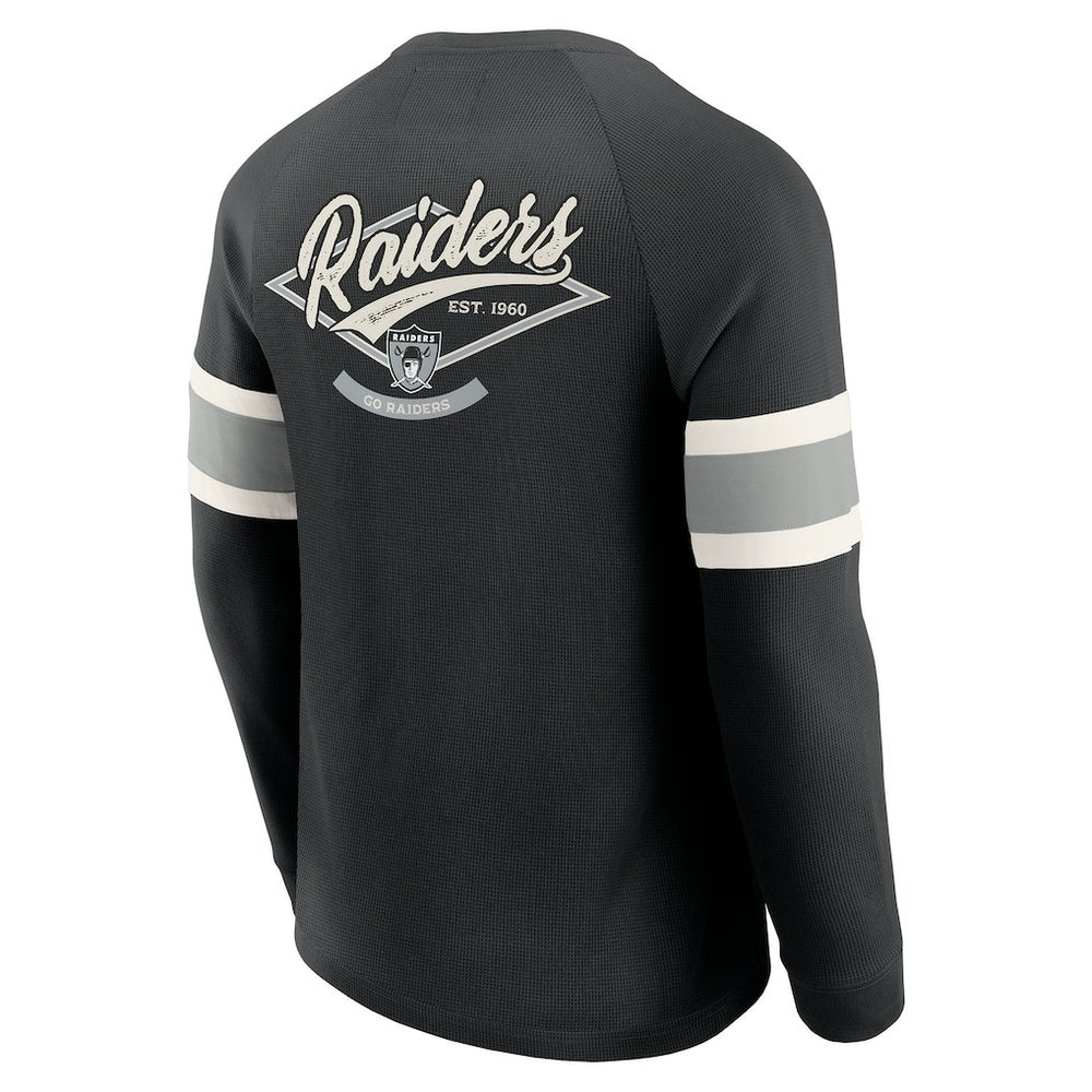 Las Vegas Raiders Darius Rucker Collection Waffle-Knit Raglan Long Sleeve Henley T-Shirt - Black cheap