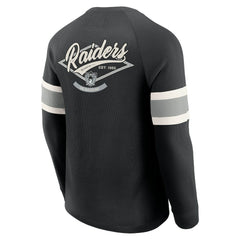 Las Vegas Raiders Darius Rucker Collection Waffle-Knit Raglan Long Sleeve Henley T-Shirt - Black cheap