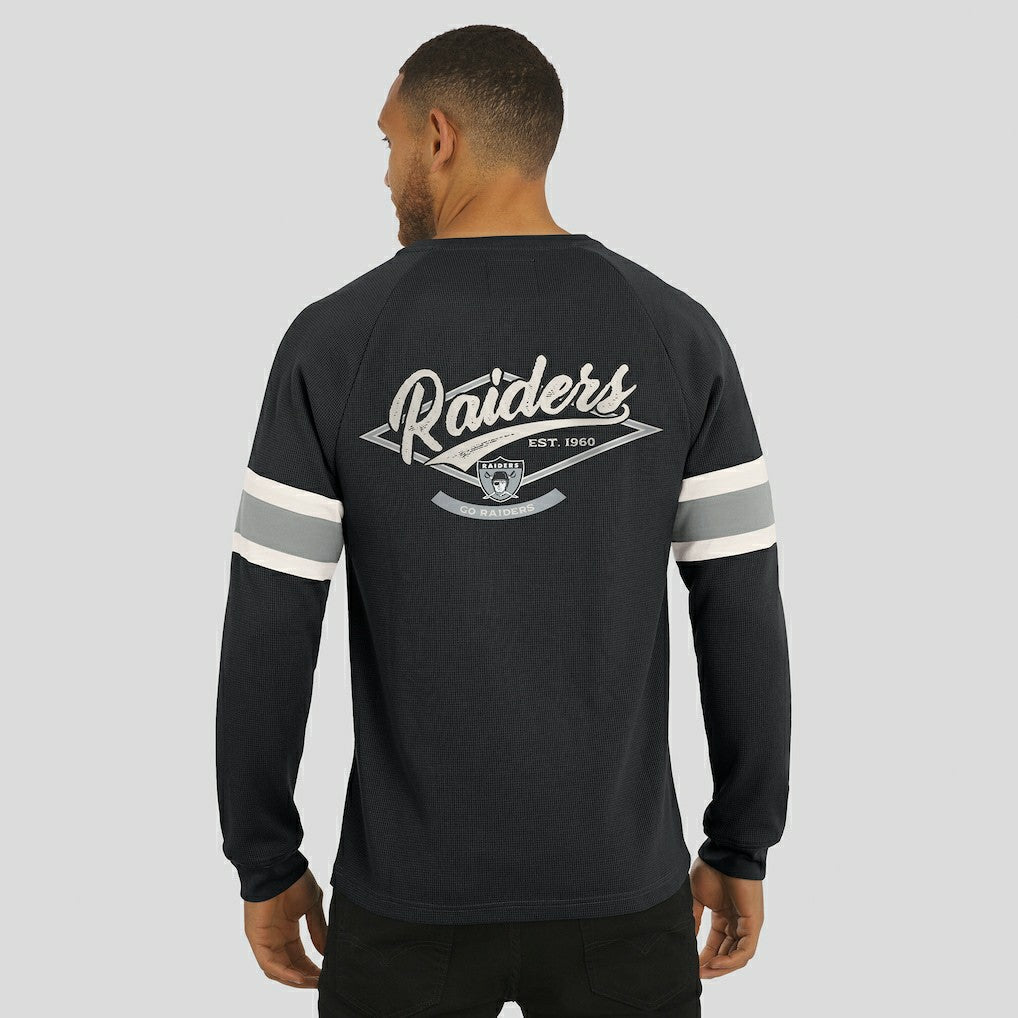 Las Vegas Raiders Darius Rucker Collection Waffle-Knit Raglan Long Sleeve Henley T-Shirt - Black cheap
