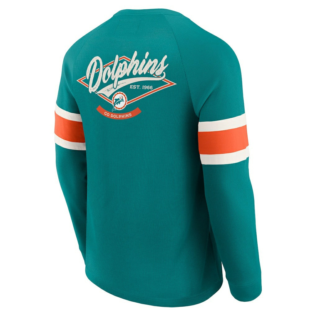 Miami Dolphins Darius Rucker Collection Waffle-Knit Raglan Long Sleeve Henley T-Shirt - Aqua discount