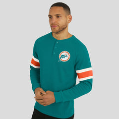 Miami Dolphins Darius Rucker Collection Waffle-Knit Raglan Long Sleeve Henley T-Shirt - Aqua discount