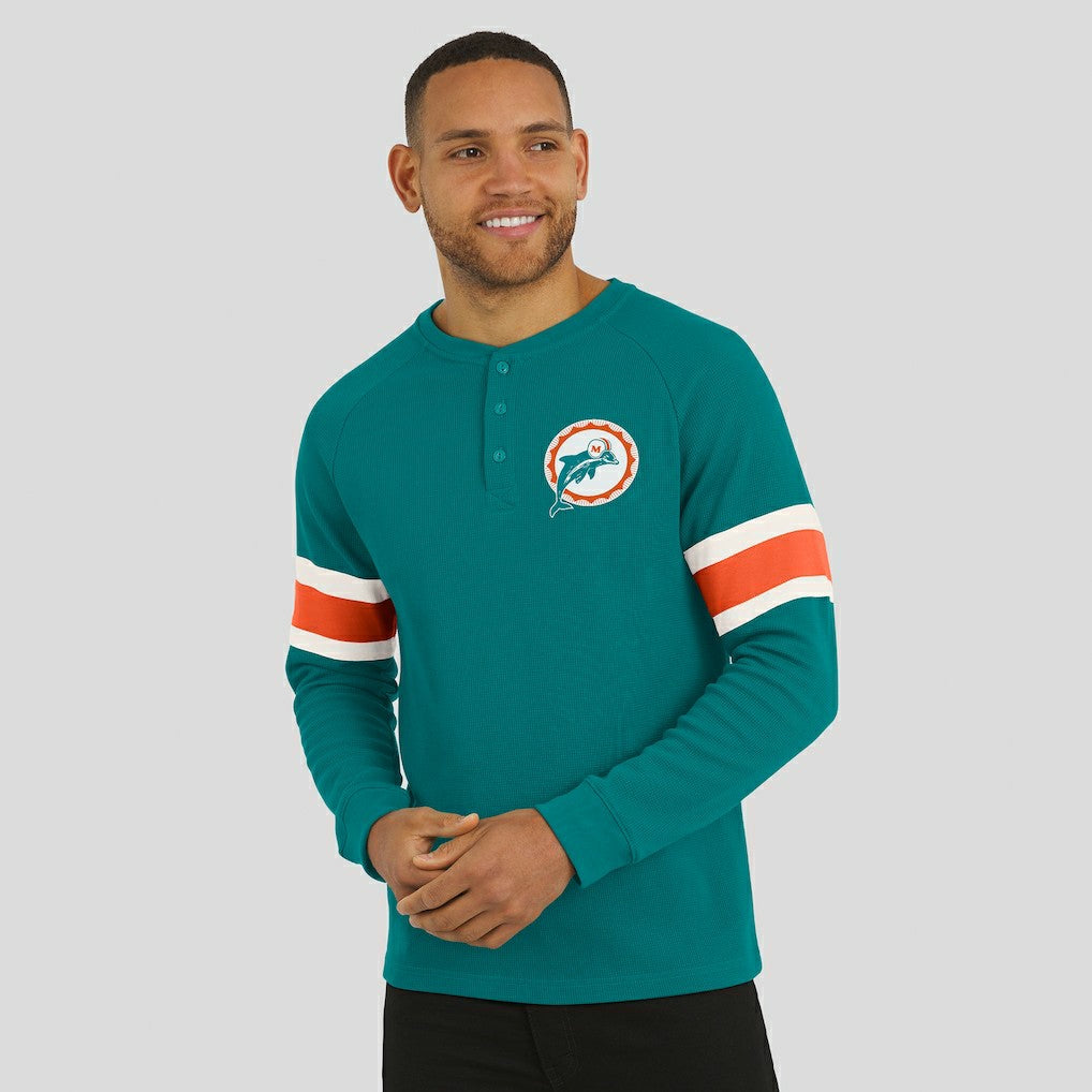 Miami Dolphins Darius Rucker Collection Waffle-Knit Raglan Long Sleeve Henley T-Shirt - Aqua discount