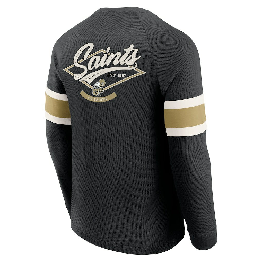 New Orleans Saints Darius Rucker Collection Waffle-Knit Raglan Long Sleeve Henley T-Shirt - Black online