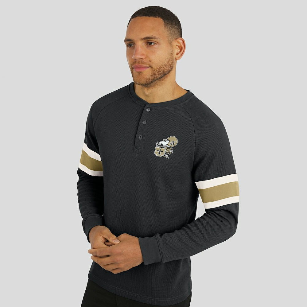 New Orleans Saints Darius Rucker Collection Waffle-Knit Raglan Long Sleeve Henley T-Shirt - Black online