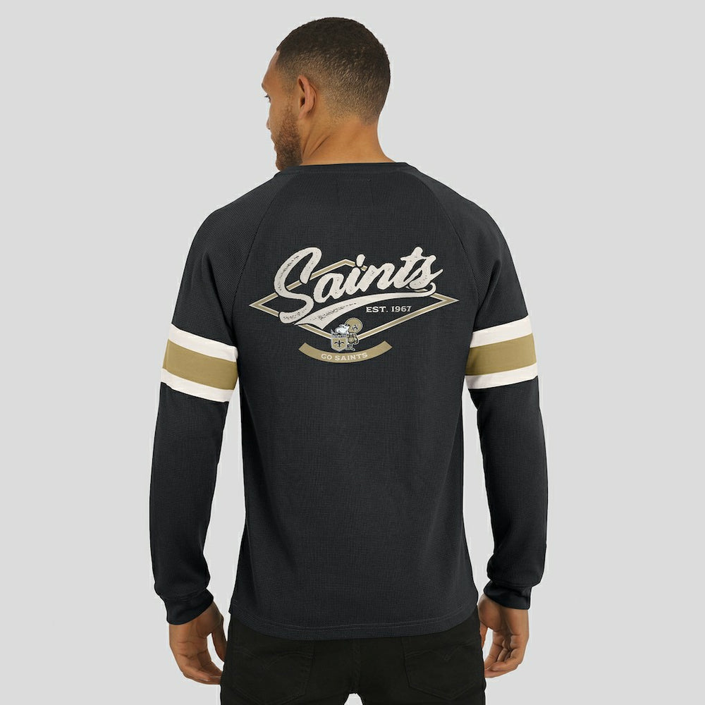 New Orleans Saints Darius Rucker Collection Waffle-Knit Raglan Long Sleeve Henley T-Shirt - Black online