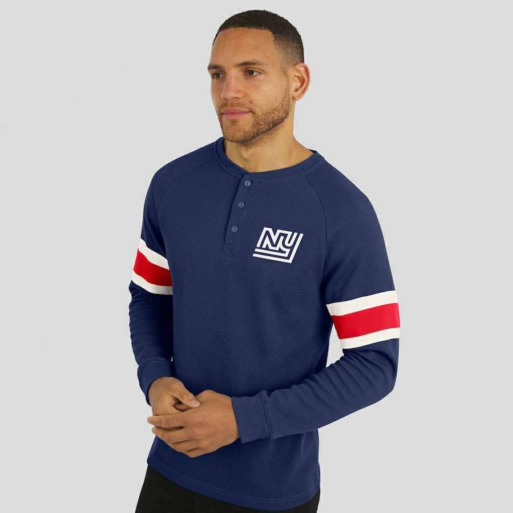 New York Giants Darius Rucker Collection Waffle-Knit Raglan Long Sleeve Henley T-Shirt - Navy online