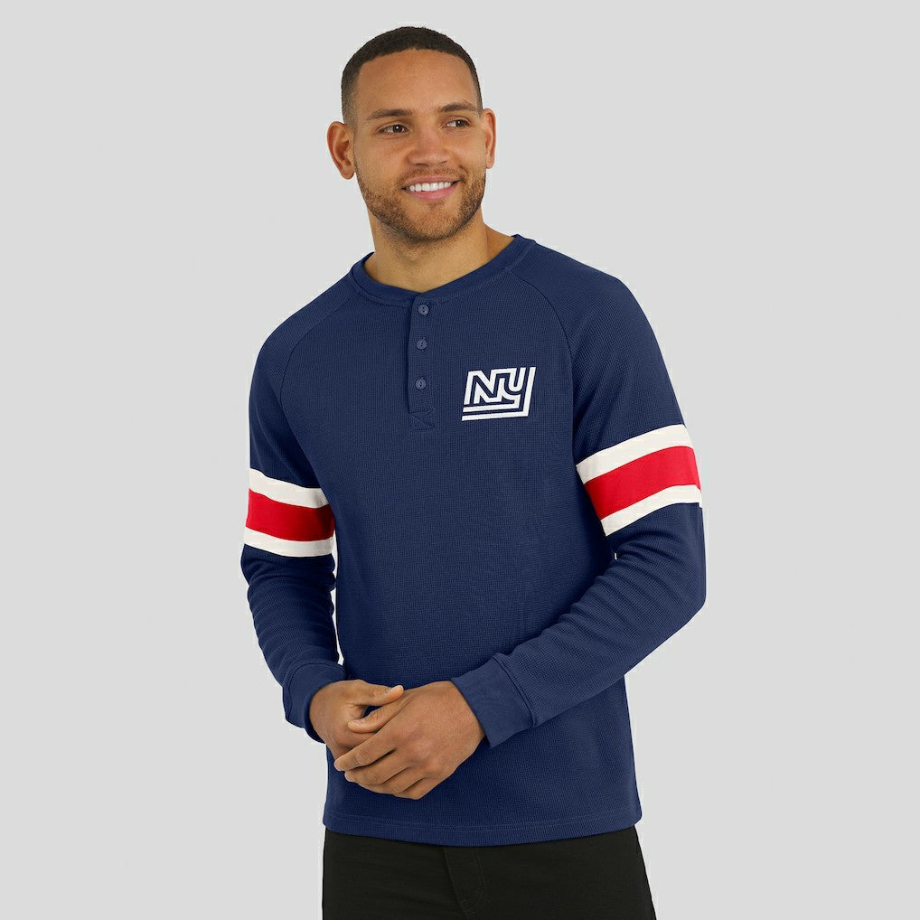 New York Giants Darius Rucker Collection Waffle-Knit Raglan Long Sleeve Henley T-Shirt - Navy online
