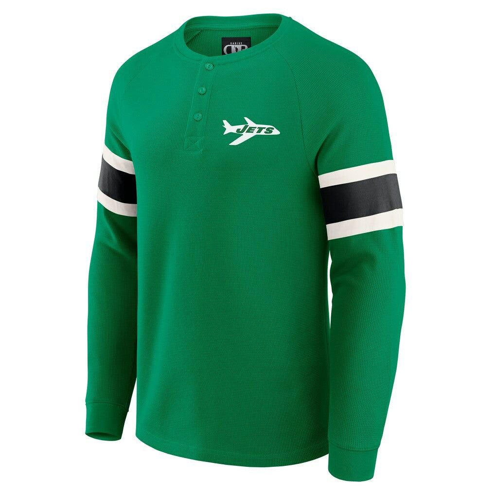 New York Jets Darius Rucker Collection Waffle-Knit Raglan Long Sleeve Henley T-Shirt - Kelly Green for sale