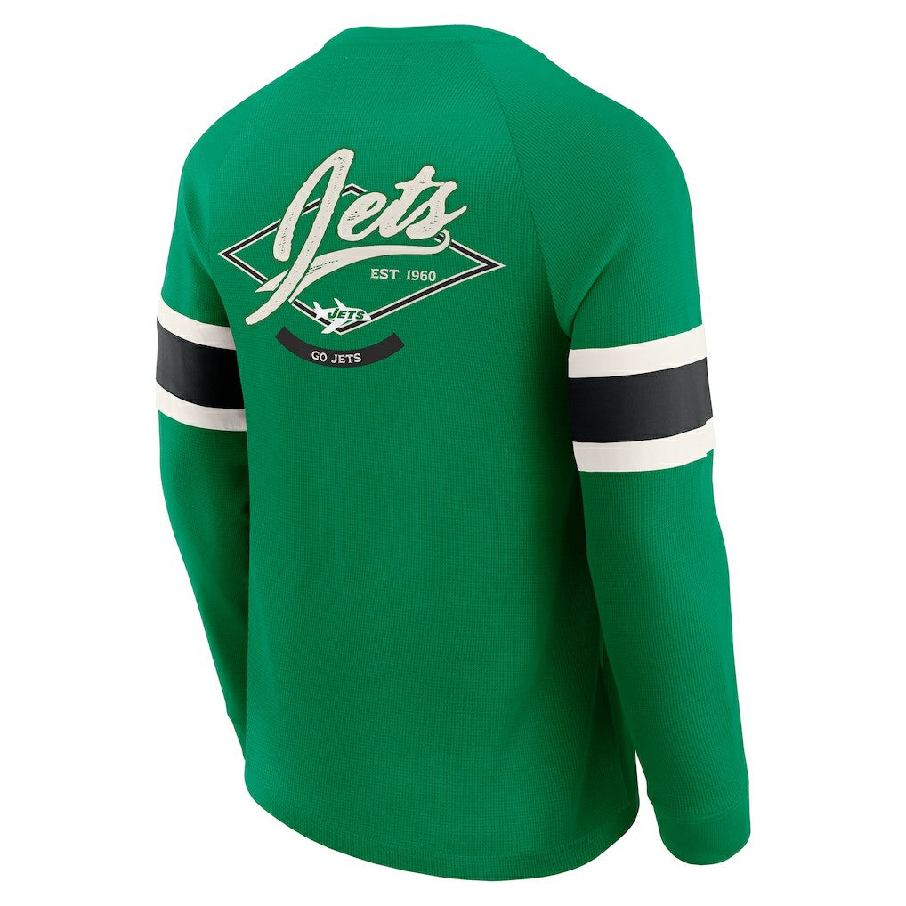 New York Jets Darius Rucker Collection Waffle-Knit Raglan Long Sleeve Henley T-Shirt - Kelly Green for sale