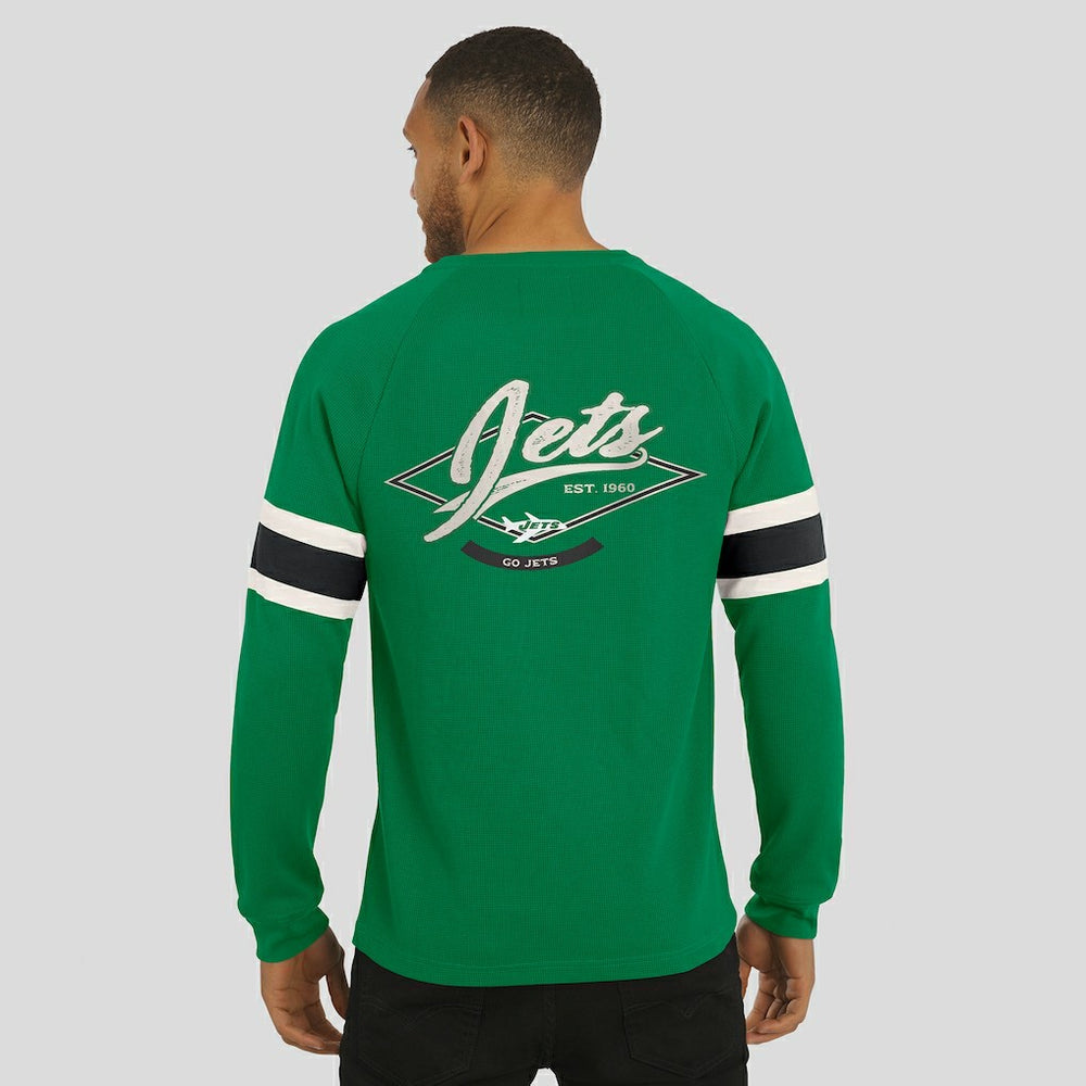 New York Jets Darius Rucker Collection Waffle-Knit Raglan Long Sleeve Henley T-Shirt - Kelly Green for sale