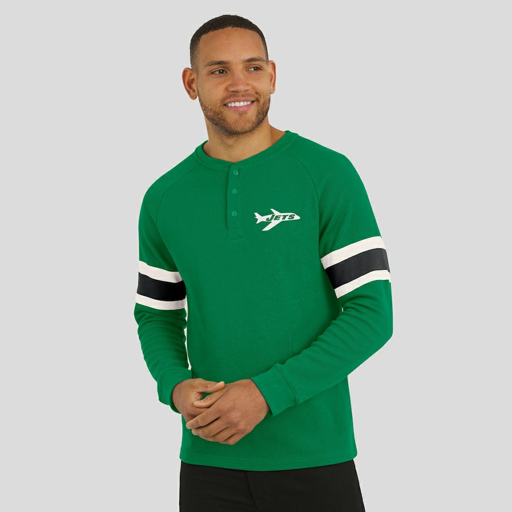 New York Jets Darius Rucker Collection Waffle-Knit Raglan Long Sleeve Henley T-Shirt - Kelly Green for sale