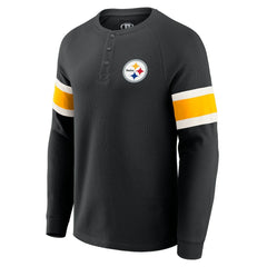 Pittsburgh Steelers Darius Rucker Collection Waffle-Knit Raglan Long Sleeve Henley T-Shirt - Black online