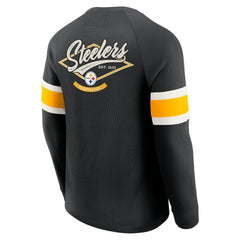 Pittsburgh Steelers Darius Rucker Collection Waffle-Knit Raglan Long Sleeve Henley T-Shirt - Black online