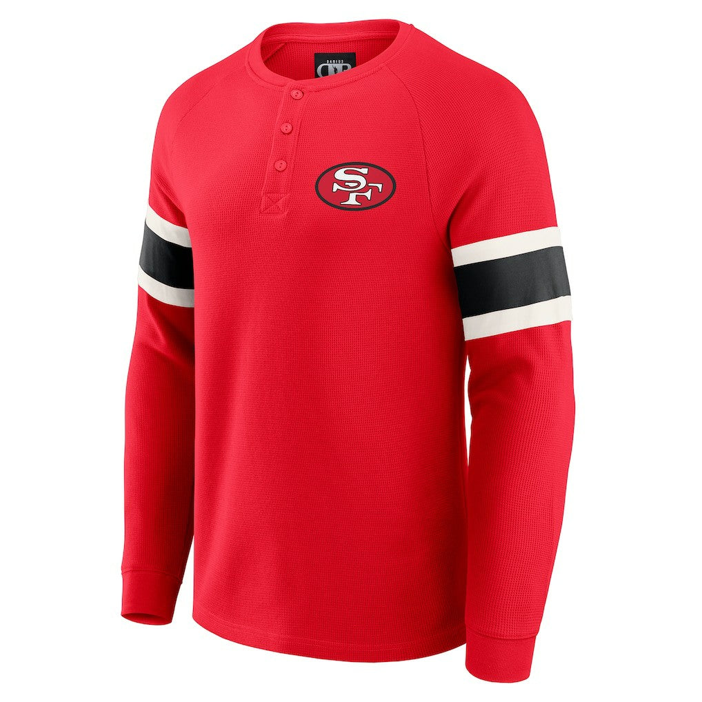 San Francisco 49ers Darius Rucker Collection Waffle-Knit Raglan Long Sleeve Henley T-Shirt - Scarlet outlet