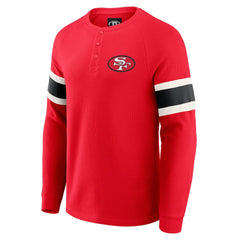 San Francisco 49ers Darius Rucker Collection Waffle-Knit Raglan Long Sleeve Henley T-Shirt - Scarlet outlet