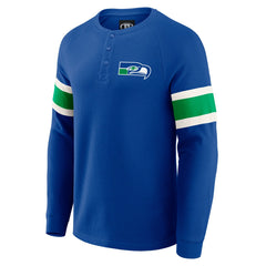 Seattle Seahawks Darius Rucker Collection Waffle-Knit Raglan Long Sleeve Henley T-Shirt - College Navy for sale
