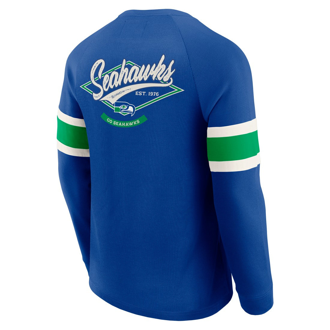 Seattle Seahawks Darius Rucker Collection Waffle-Knit Raglan Long Sleeve Henley T-Shirt - College Navy for sale