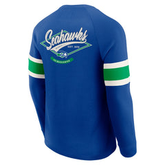 Seattle Seahawks Darius Rucker Collection Waffle-Knit Raglan Long Sleeve Henley T-Shirt - College Navy for sale