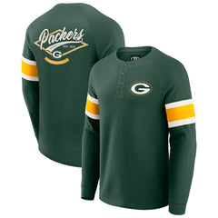 Green Bay Packers Darius Rucker Collection Waffle-Knit Raglan Long Sleeve Henley T-Shirt - Green outlet