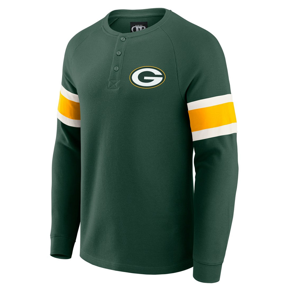 Green Bay Packers Darius Rucker Collection Waffle-Knit Raglan Long Sleeve Henley T-Shirt - Green outlet