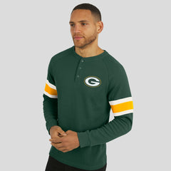 Green Bay Packers Darius Rucker Collection Waffle-Knit Raglan Long Sleeve Henley T-Shirt - Green outlet