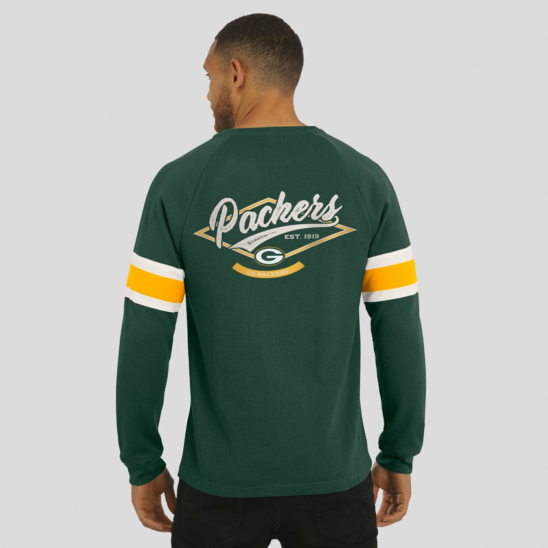 Green Bay Packers Darius Rucker Collection Waffle-Knit Raglan Long Sleeve Henley T-Shirt - Green outlet