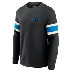 Carolina Panthers Darius Rucker Collection Waffle-Knit Raglan Long Sleeve Henley T-Shirt - Black sale