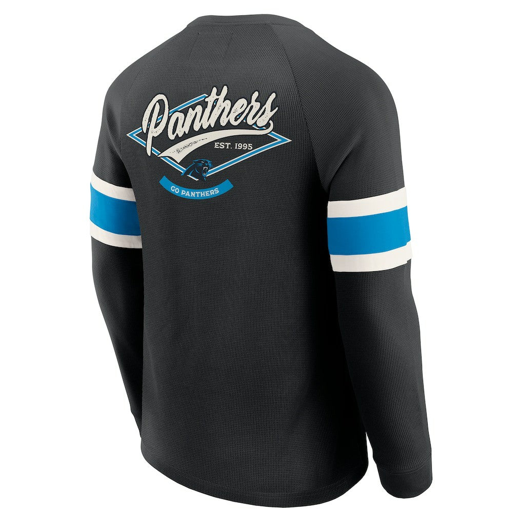 Carolina Panthers Darius Rucker Collection Waffle-Knit Raglan Long Sleeve Henley T-Shirt - Black sale