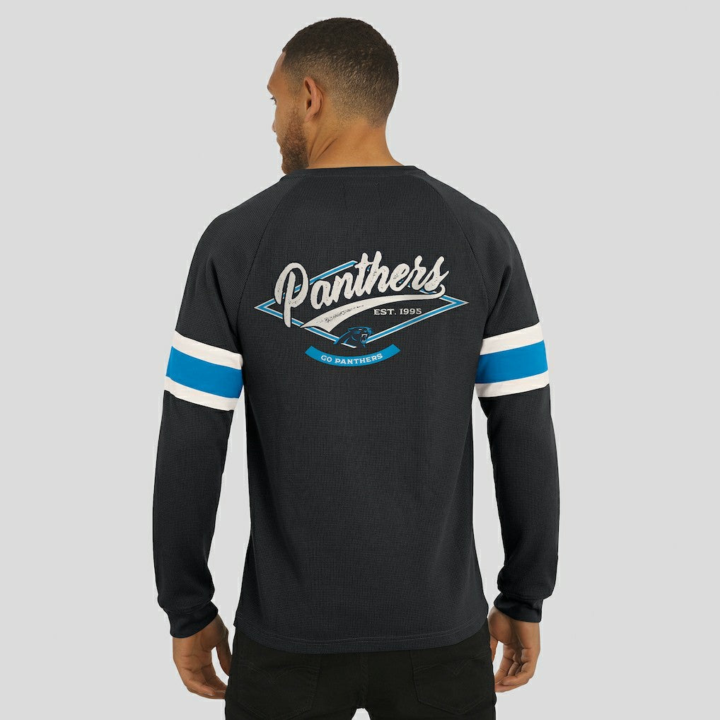 Carolina Panthers Darius Rucker Collection Waffle-Knit Raglan Long Sleeve Henley T-Shirt - Black sale