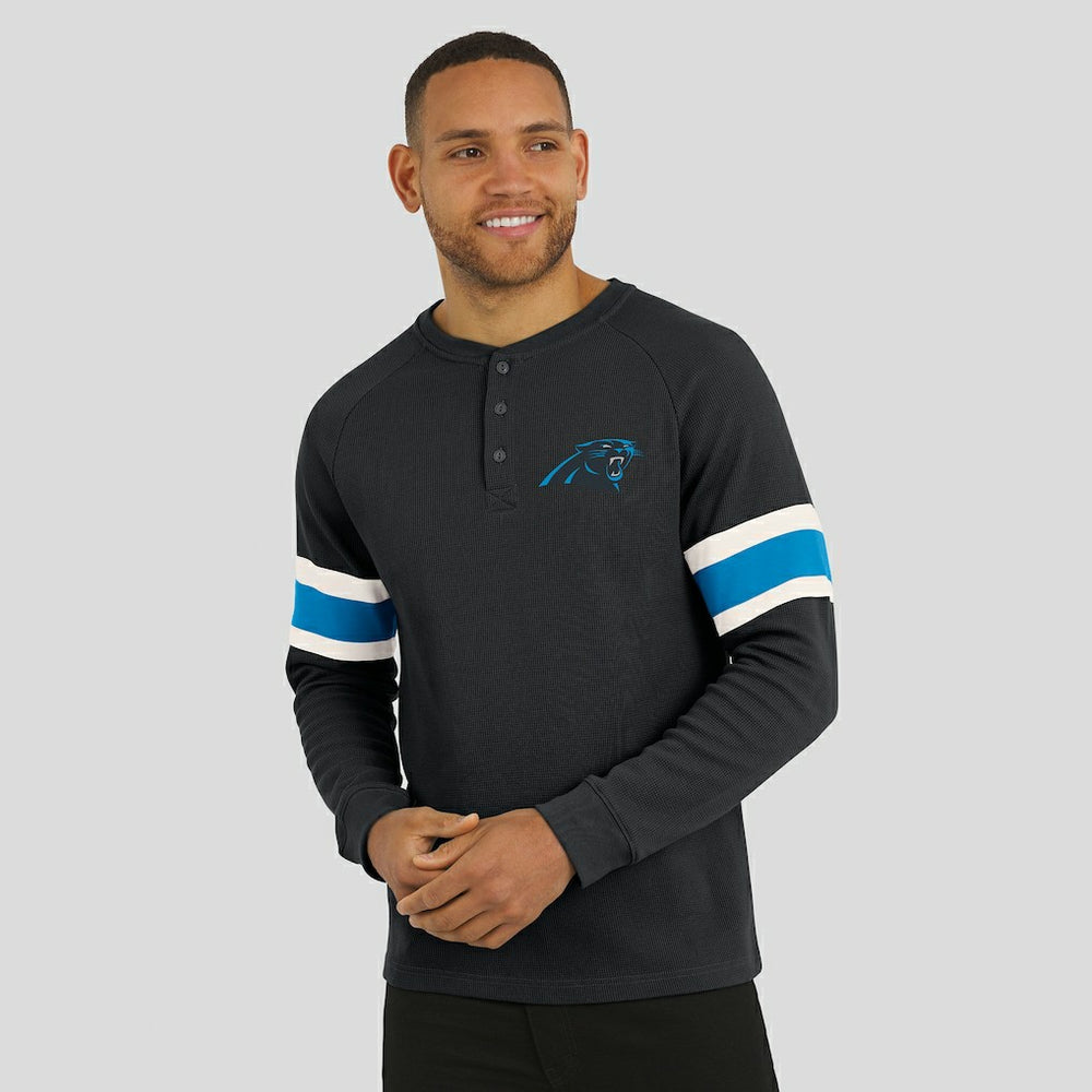 Carolina Panthers Darius Rucker Collection Waffle-Knit Raglan Long Sleeve Henley T-Shirt - Black sale