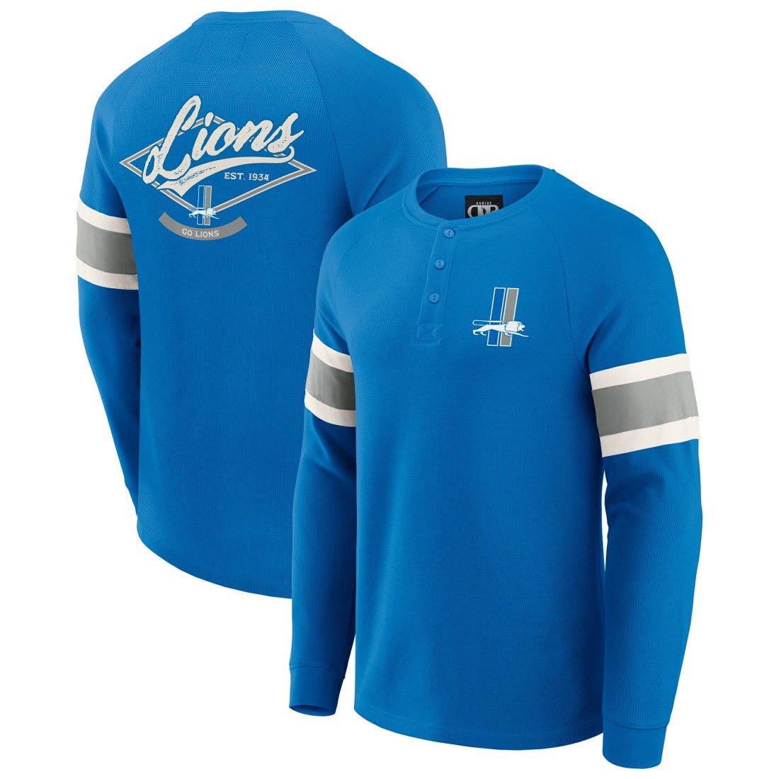 Detroit Lions Darius Rucker Collection Waffle-Knit Raglan Long Sleeve Henley T-Shirt - Blue online