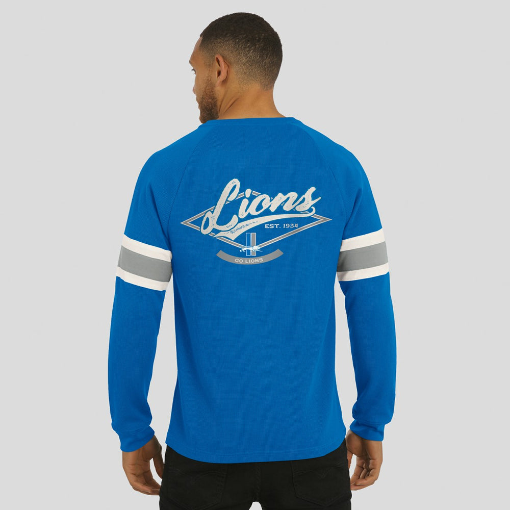 Detroit Lions Darius Rucker Collection Waffle-Knit Raglan Long Sleeve Henley T-Shirt - Blue online