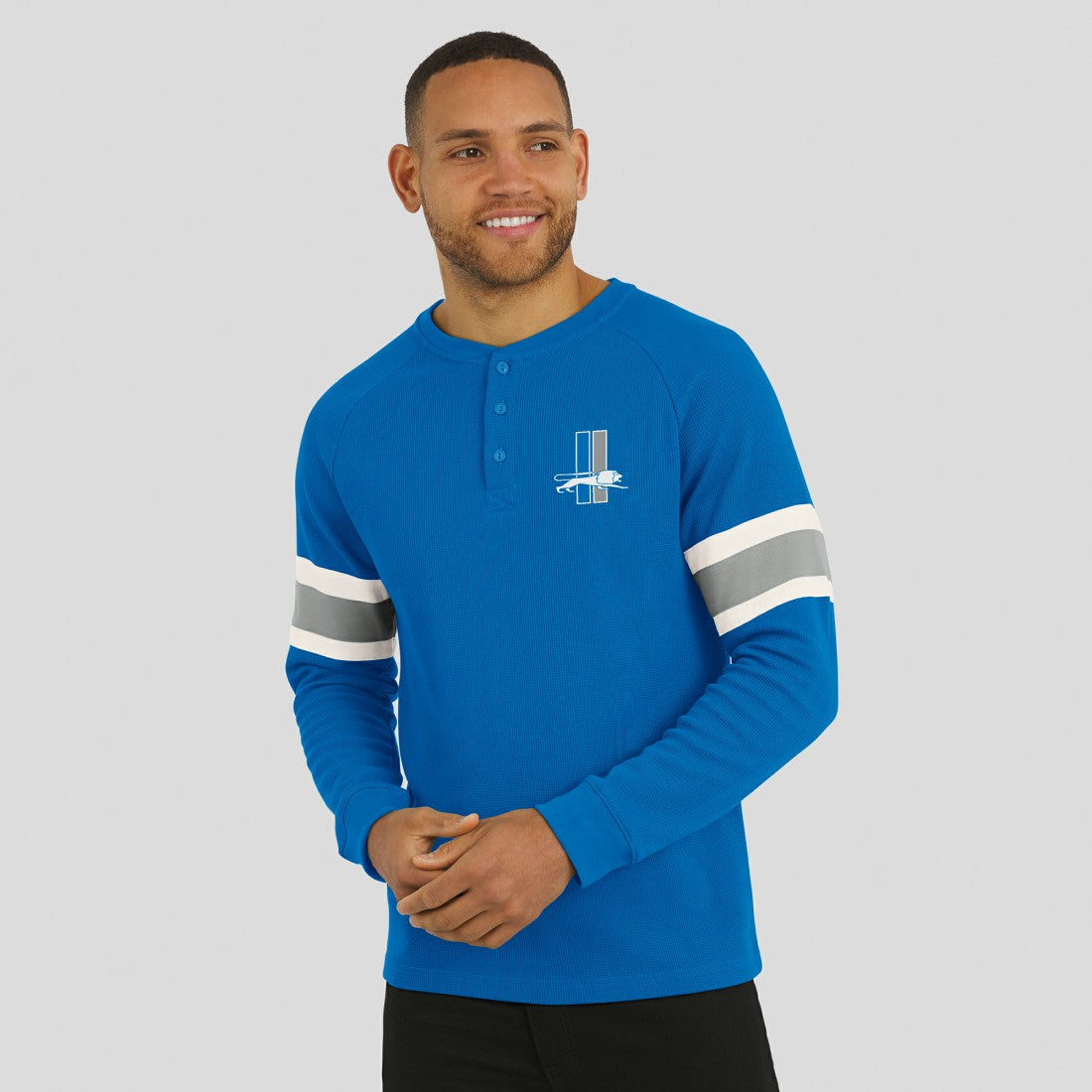 Detroit Lions Darius Rucker Collection Waffle-Knit Raglan Long Sleeve Henley T-Shirt - Blue online