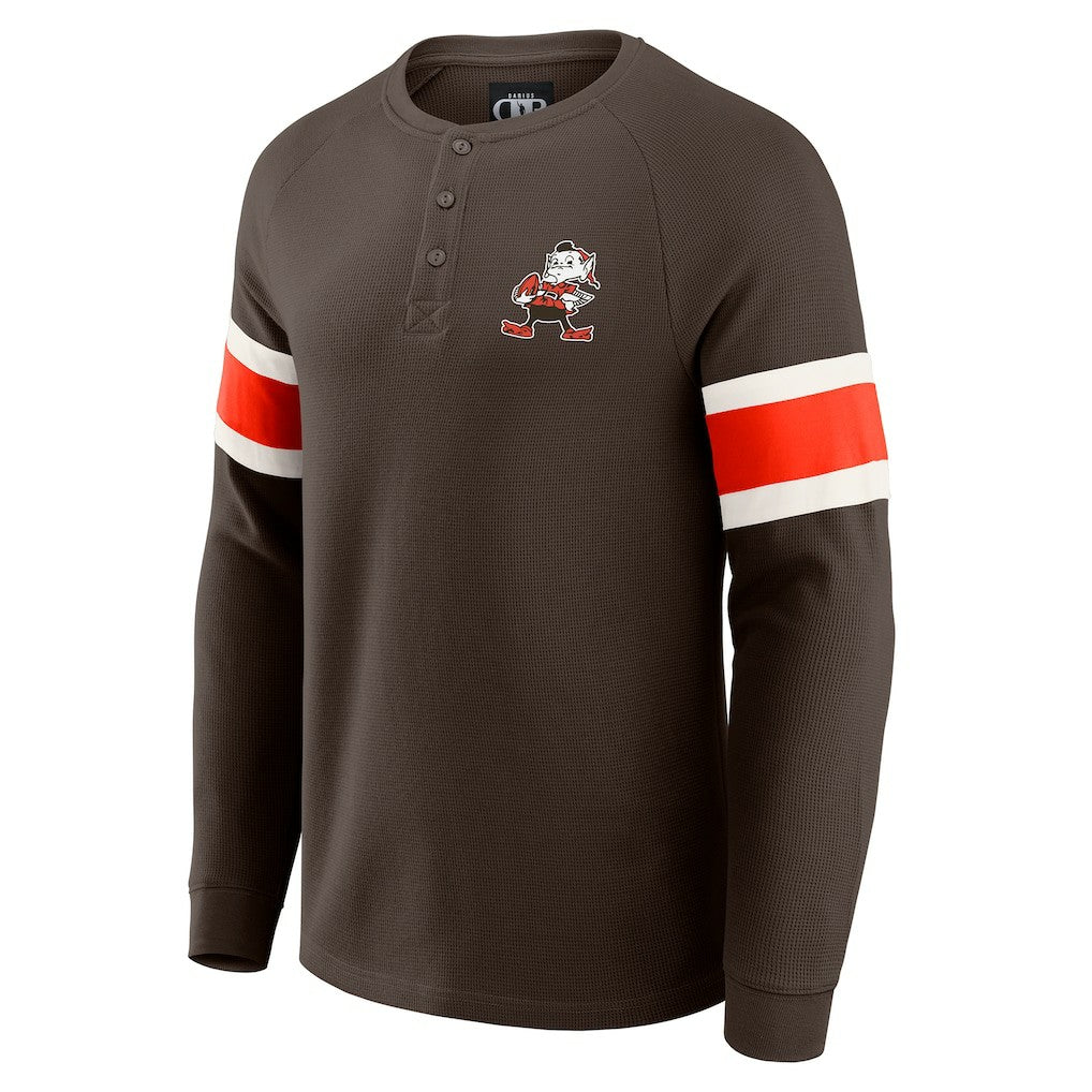Cleveland Browns Darius Rucker Collection Waffle-Knit Raglan Long Sleeve Henley T-Shirt - Brown outlet