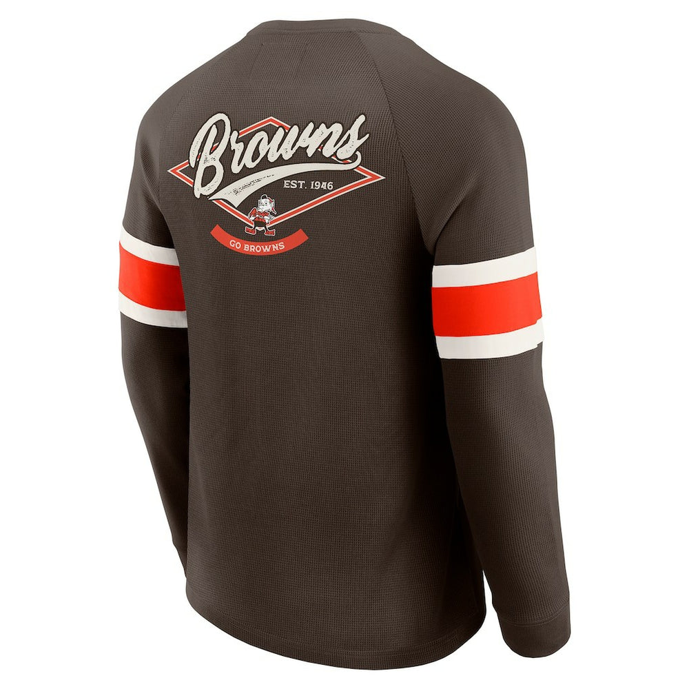 Cleveland Browns Darius Rucker Collection Waffle-Knit Raglan Long Sleeve Henley T-Shirt - Brown outlet