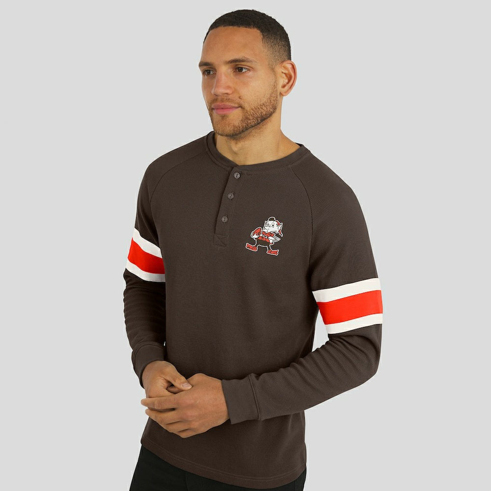 Cleveland Browns Darius Rucker Collection Waffle-Knit Raglan Long Sleeve Henley T-Shirt - Brown outlet