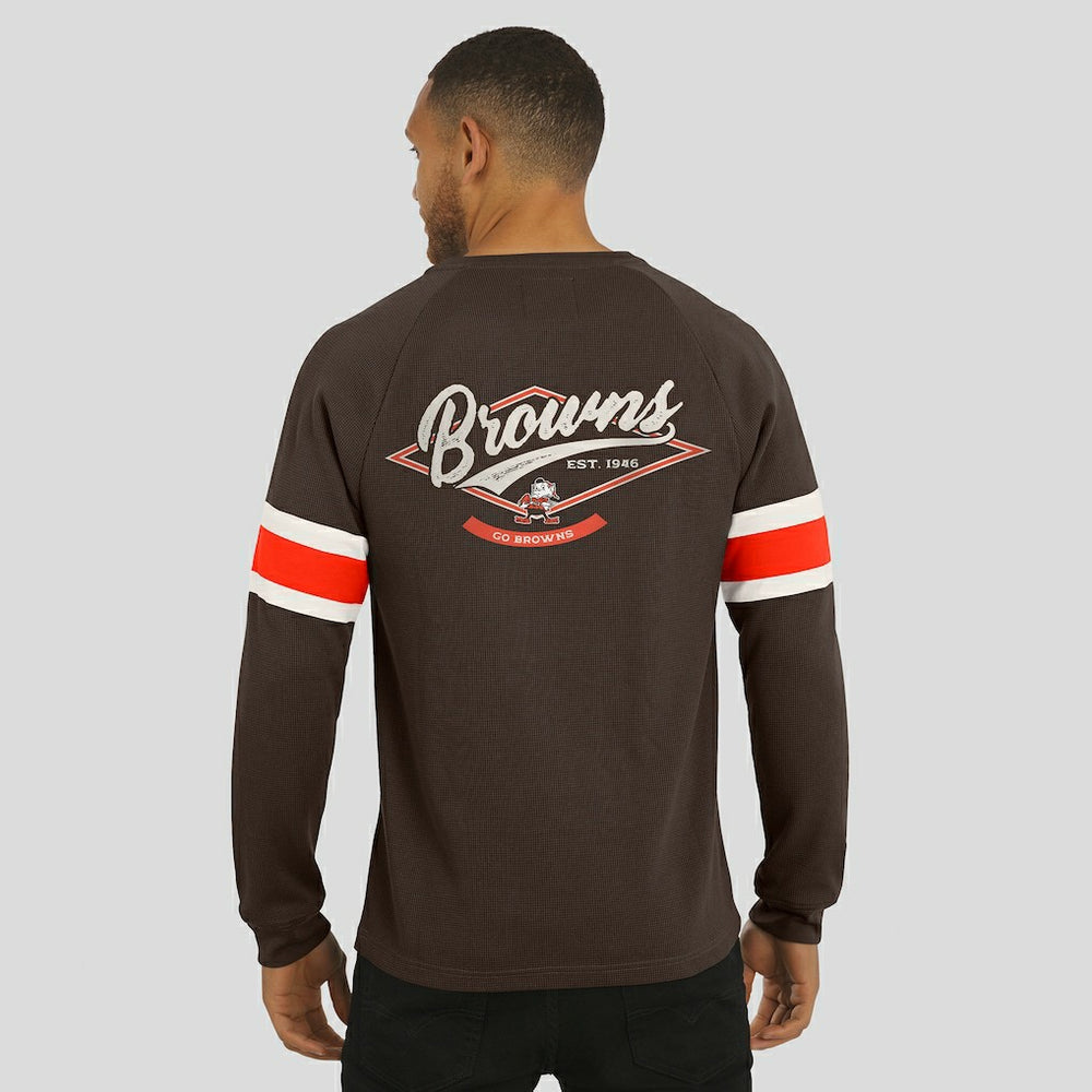 Cleveland Browns Darius Rucker Collection Waffle-Knit Raglan Long Sleeve Henley T-Shirt - Brown outlet