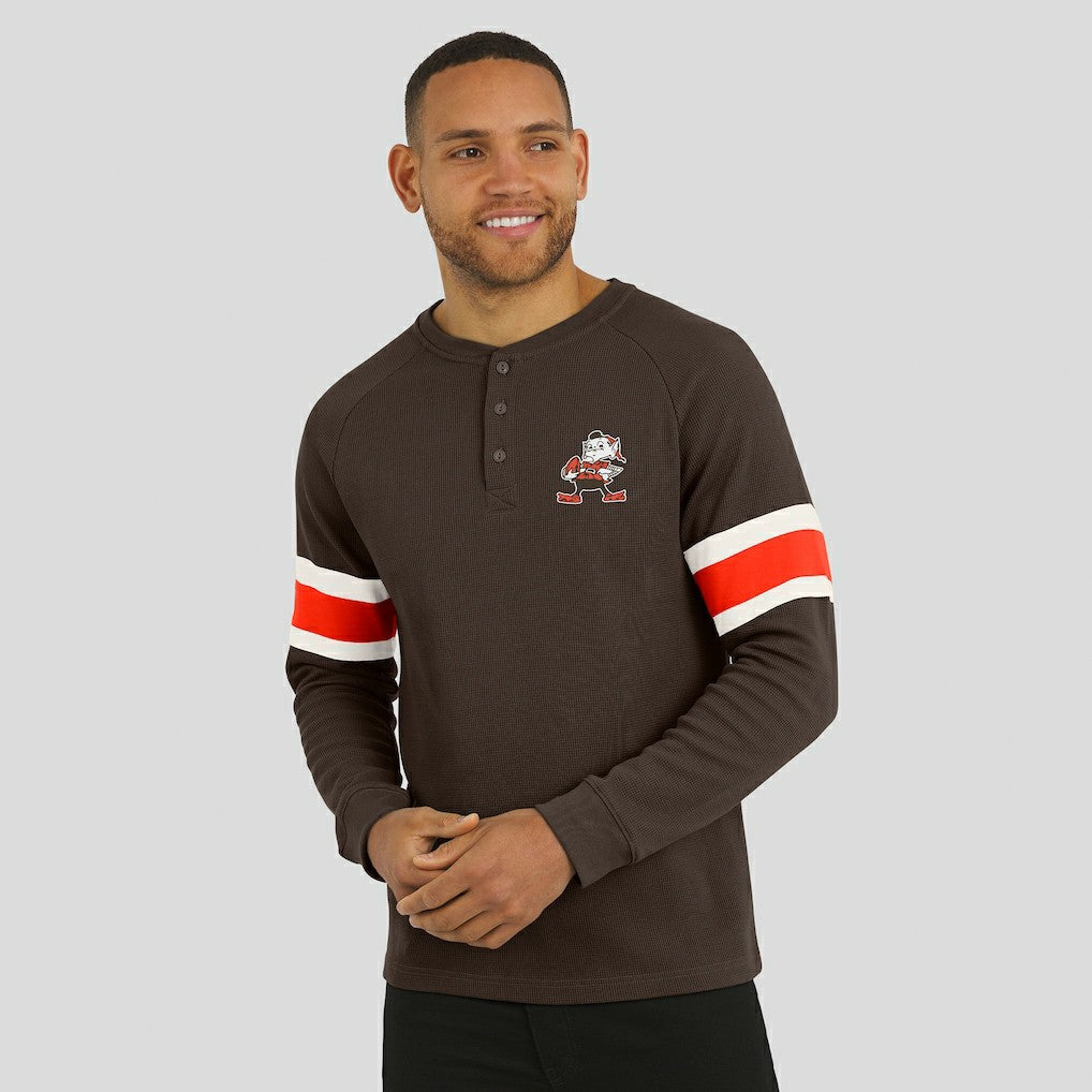 Cleveland Browns Darius Rucker Collection Waffle-Knit Raglan Long Sleeve Henley T-Shirt - Brown outlet