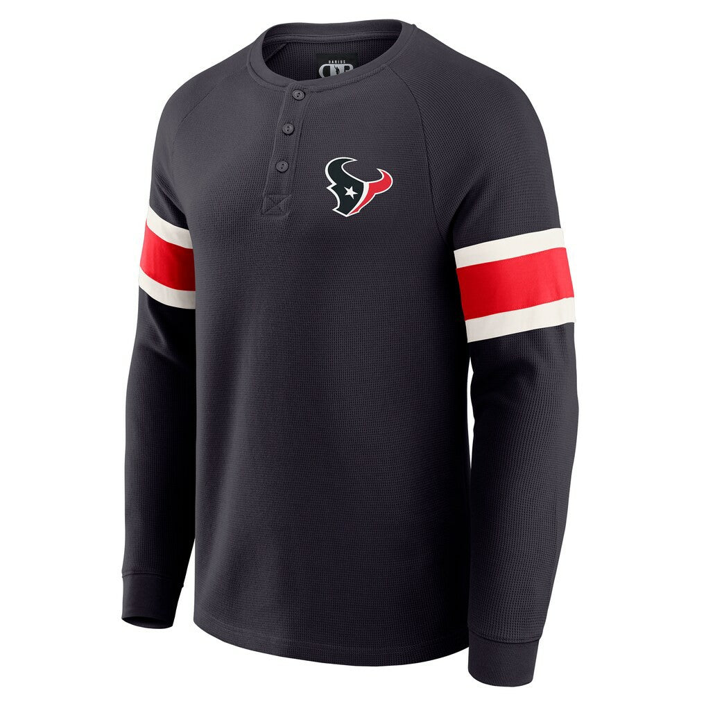 Houston Texans Darius Rucker Collection Waffle-Knit Raglan Long Sleeve Henley T-Shirt - Navy on sale