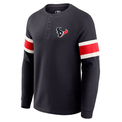 Houston Texans Darius Rucker Collection Waffle-Knit Raglan Long Sleeve Henley T-Shirt - Navy on sale