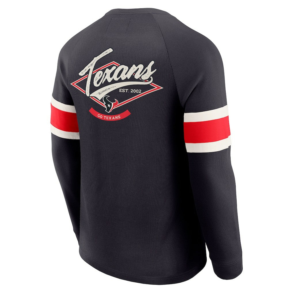Houston Texans Darius Rucker Collection Waffle-Knit Raglan Long Sleeve Henley T-Shirt - Navy on sale