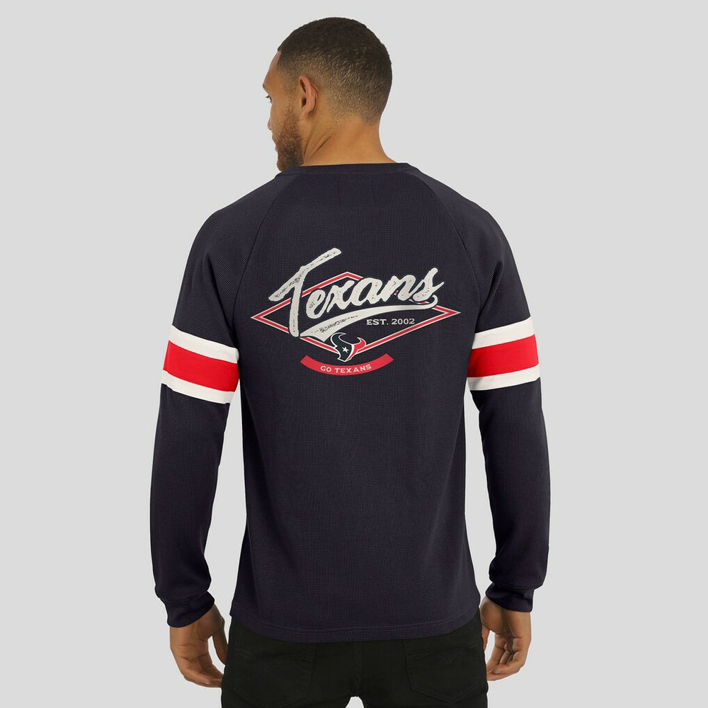 Houston Texans Darius Rucker Collection Waffle-Knit Raglan Long Sleeve Henley T-Shirt - Navy on sale
