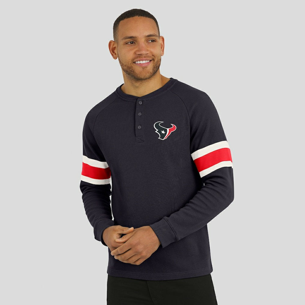 Houston Texans Darius Rucker Collection Waffle-Knit Raglan Long Sleeve Henley T-Shirt - Navy on sale