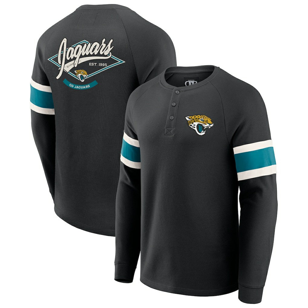 Jacksonville Jaguars Darius Rucker Collection Waffle-Knit Raglan Long Sleeve Henley T-Shirt - Black sale